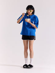 Royal Blue Loose Fit Cropped T-Shirt